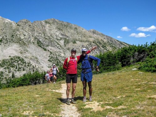 Two friends on a guided trail running experience