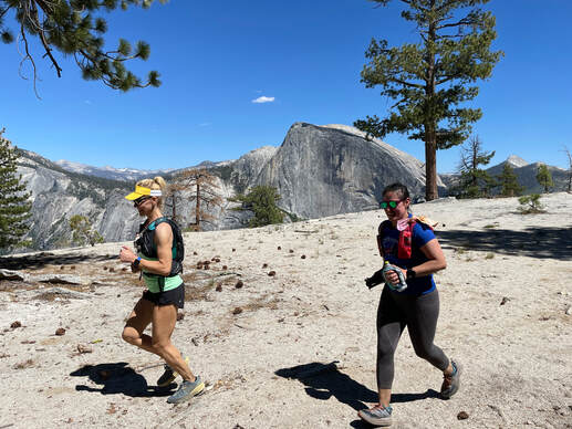Group of trail runners on the Yosemite Trail Running Tour Experience